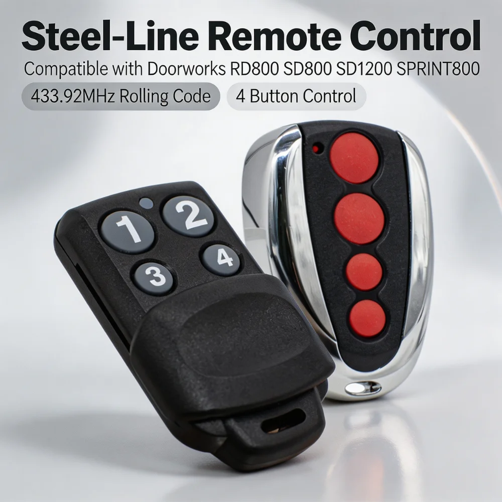 Steel-Line ZT-07 SD800 SD1200 Garage Door Remote Control 433.92MHz Rolling Code 4 Button Gate Opener Keyfob