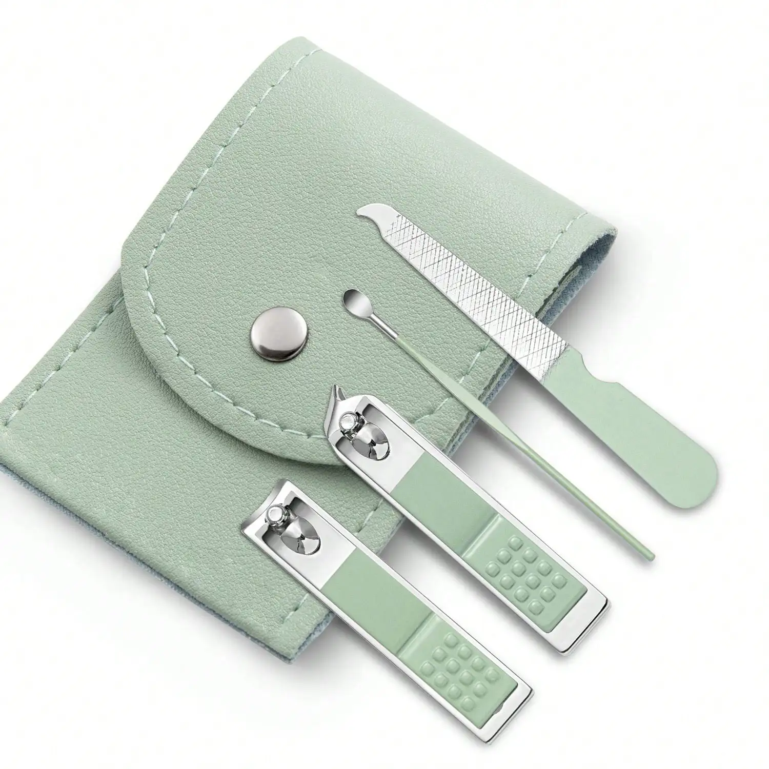 4Pcs Premium Stainless‑Steel Manicure Pedicure Kit, Portable Nail File Sharp Scissors Nail Grooming Tools Set