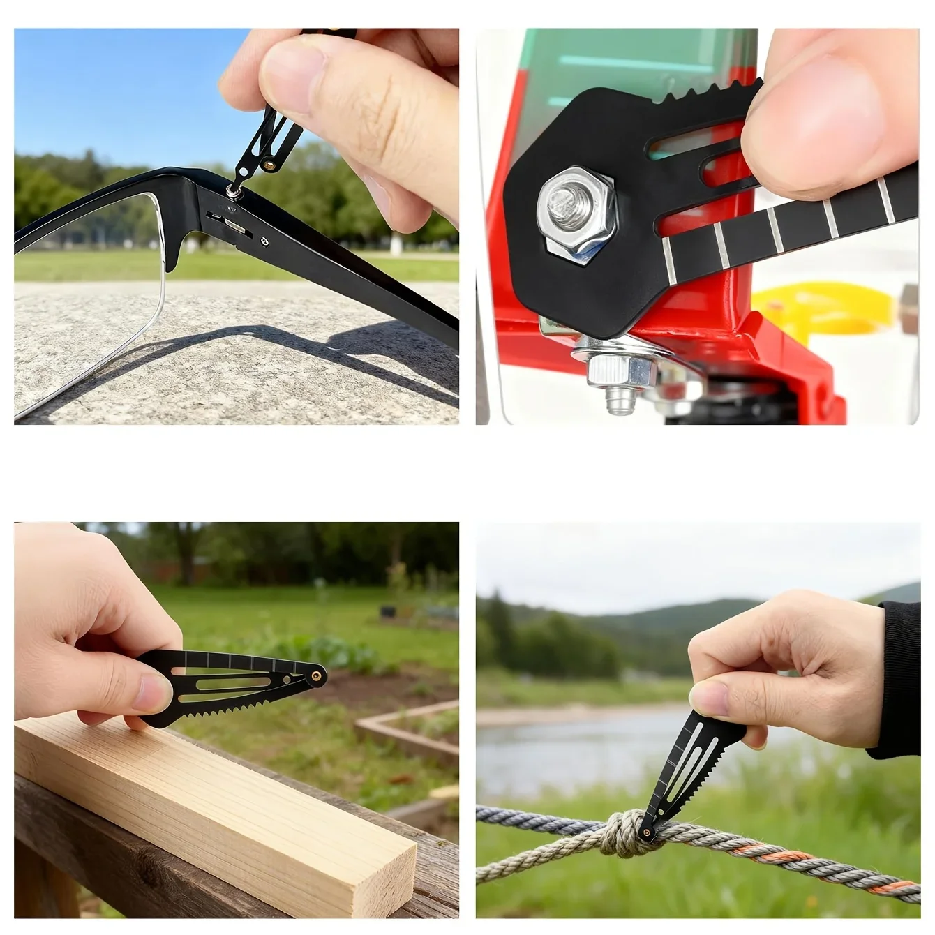 Outdoor Multi-Functional Hair Clip with Ruler, Cutter & Screwdriver, Durable Portable Pocket Tool