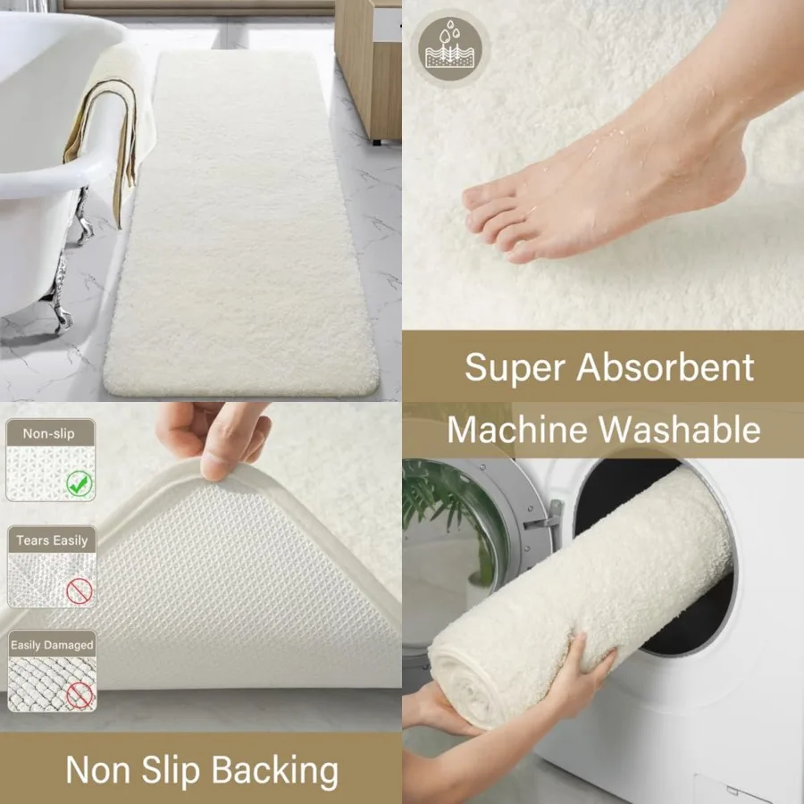 

Bathroom Rug Runner 24x60 Inch, Soft Thick Absorbent Microfiber Bath Rugs for Bathroom, Machine Washable, Shaggy Plush Non Slip