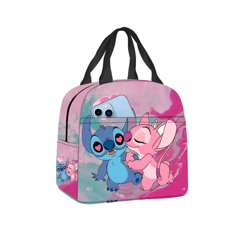 Disney Cartoon Stitch Lunch Bag Large Capacity Student Handbag Cute Cartoon Stitch Printed Warm Bag Outdoor Storage Box