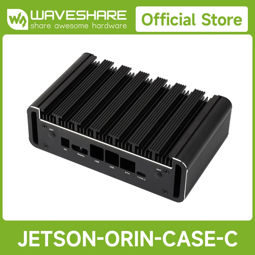 Waveshare Aluminum Alloy Passive Cooling Case For Jetson Orin, Onboard Power Button With Indicator For Jetson Orin Nano