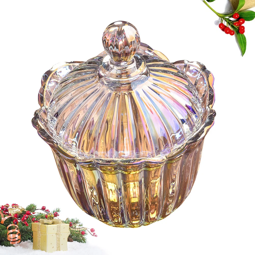 

Glass Candy Storage Jar Lead Free Glass Cover Colorful Desktop Storage Can Snacks Toothpick Swab Holder