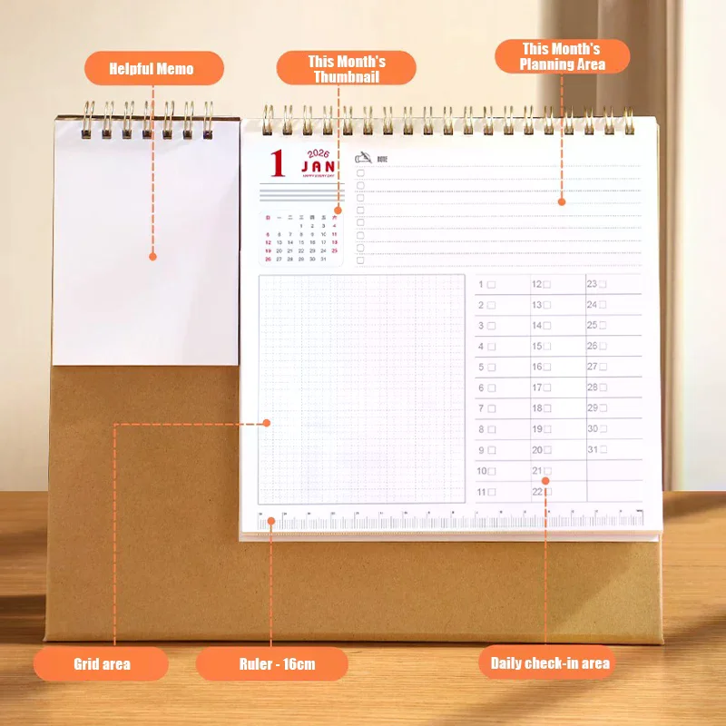 

Custom Pocket Calendar 2026 Creative Desktop Foil Stamped Calendar