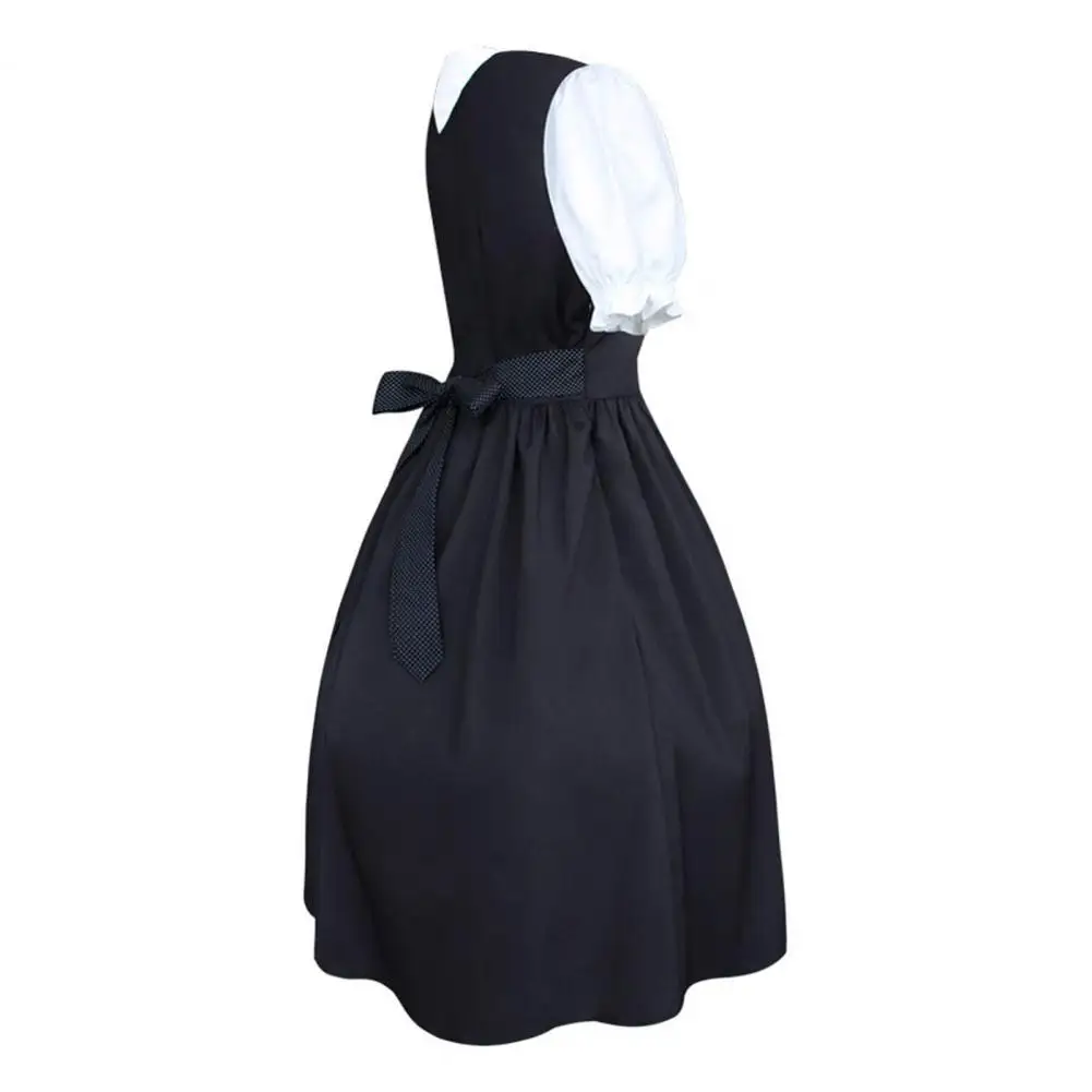 Frauen langes Kleid bequemes Kleid mittelalter lich inspiriertes Frauen farb block kleid mit quadratischem Kragen Puff ärmel schiere trimmen a