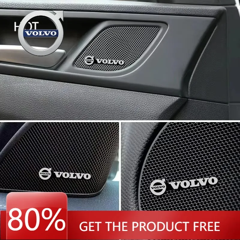 

2026 Hot For VOLVO 10 pieces Modified Car Logo Audio Sticker Auto Interior Central Control Alloy Emblem Badge Decal For Volvo X