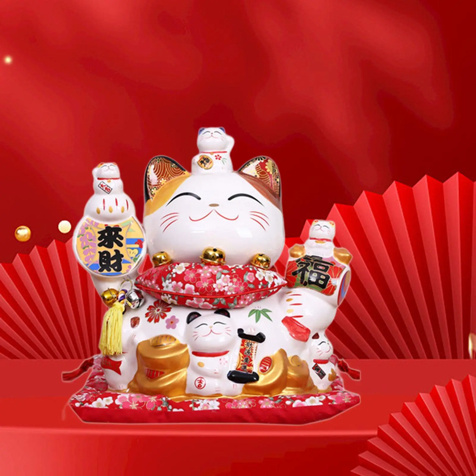 Lucky Cat Piggy Bank Decorative Birthday Gift Cat Figurine Money Saving Box for Desktop New Year Birthday Bedroom Decorations