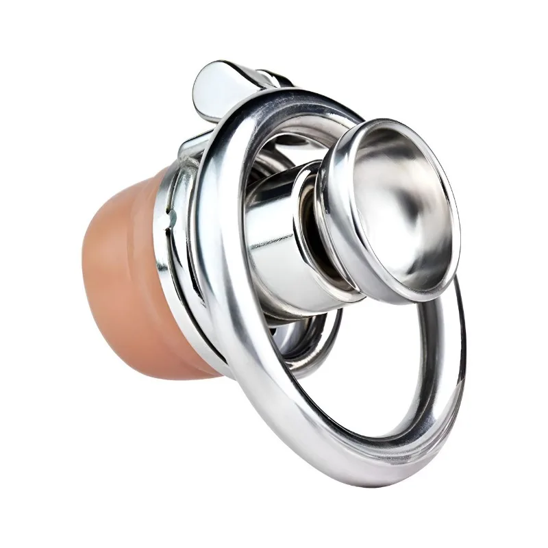 Colored Clitoral Head with Flat Stainless Steel Chastity Lock, Male Wearing Sex Products, Male Dressing Female False Vagina view 5