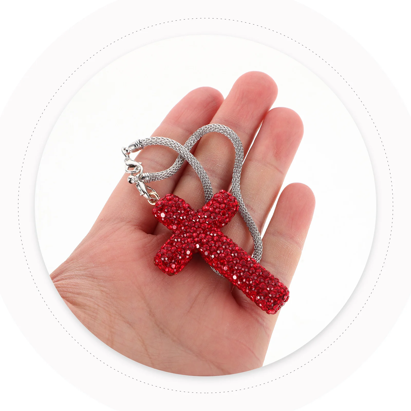 

Cross Pendant Car Decoration: Glittering Rhinestone Auto Interior Hanging Ornament For Cars Trucks Suvs Bling Rearview Mirror