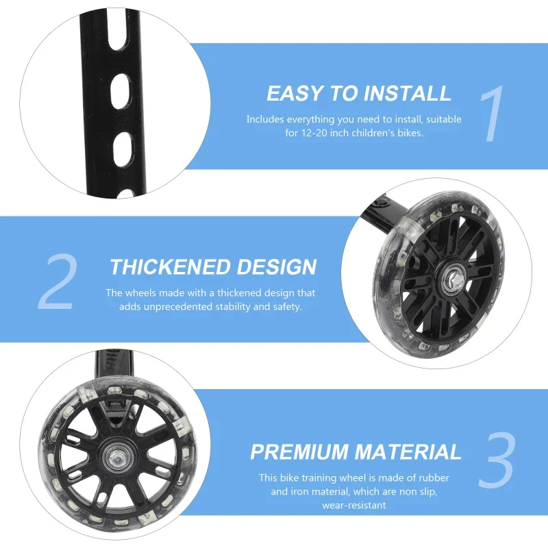 2 pçs acessórios de roda de treinamento de bicicleta resistente ao desgaste equilíbrio silencioso rodas auxiliares crianças equitação universal12-20 Polegada bicicleta