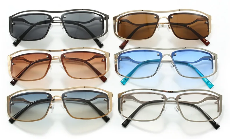 2025 Y2K Sports Punk Sunglasses Women Brand Designer Square Goggle Eyewear Men Luxury Sun Glasses Oculos De Sol UV400