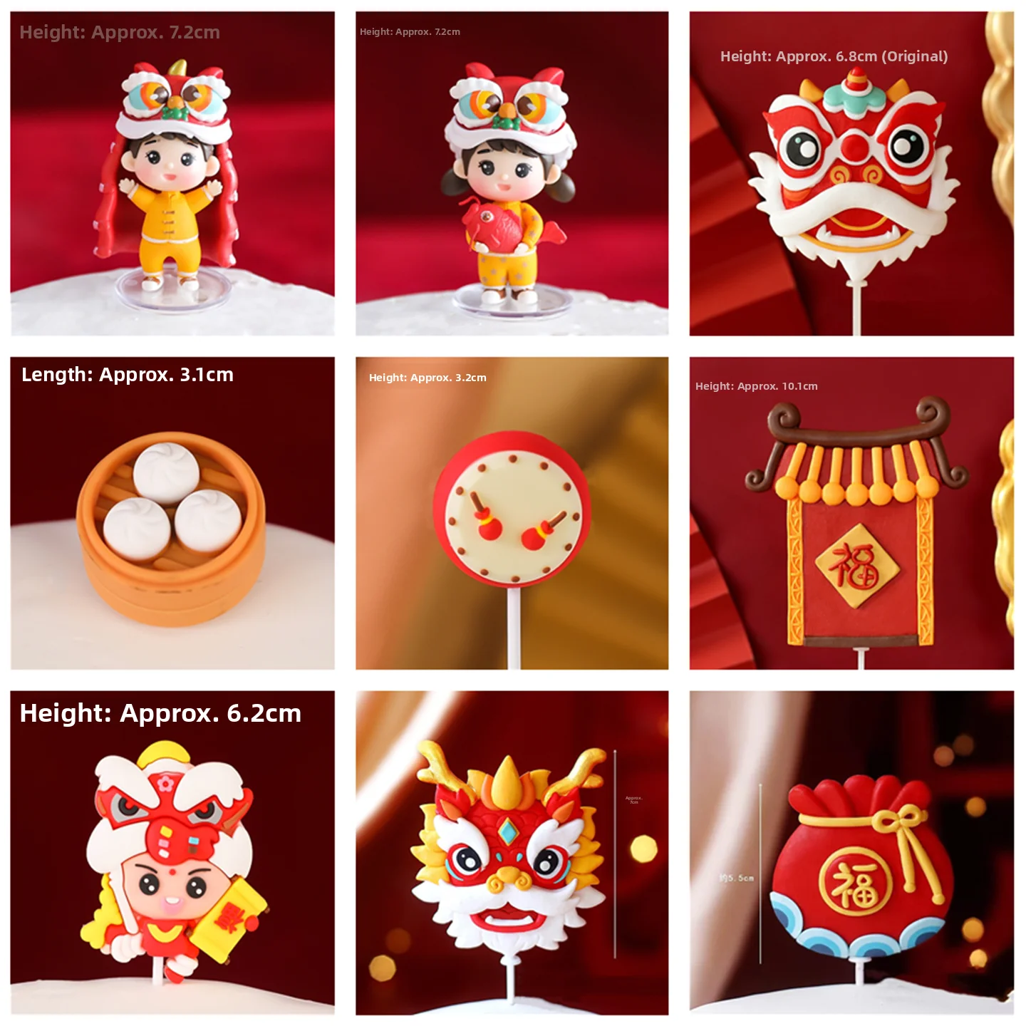 

Chinese Style Lion Dance Birthday Cake Decoration Boy Girl Baby One Year Old Birthday Gift Figure Ornament Festival Supplies