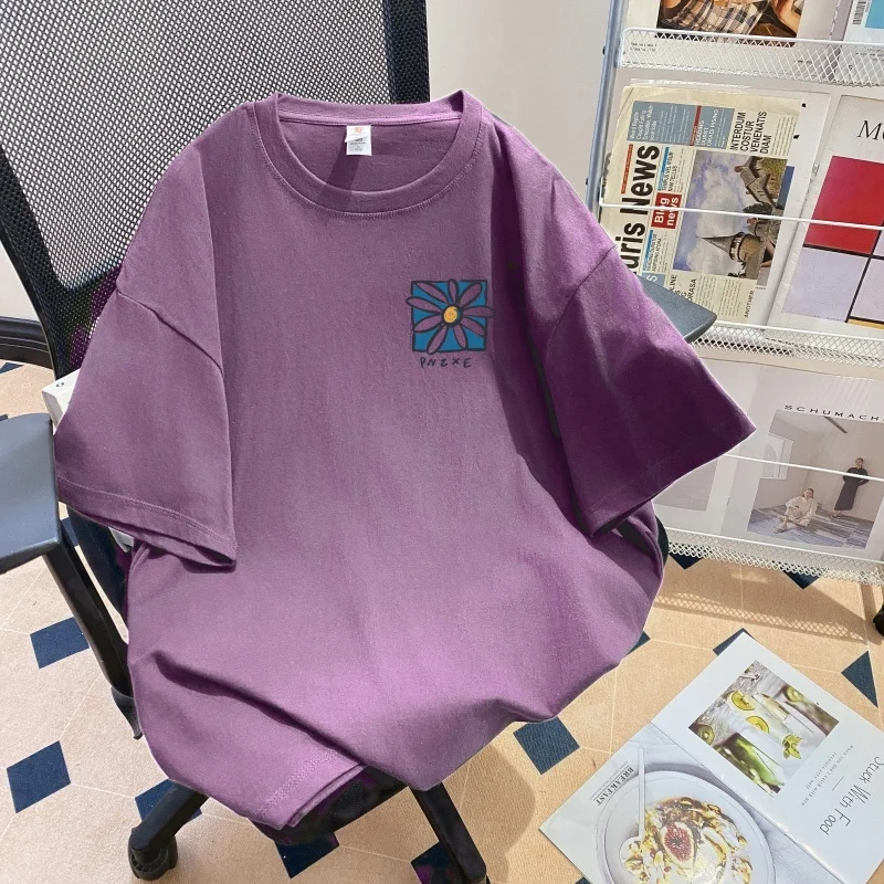 Casual ort Sve T-irt ex Loose Fit Cotton Summer Top Trendy Chinese Sle round Ne Tee for Men And Women