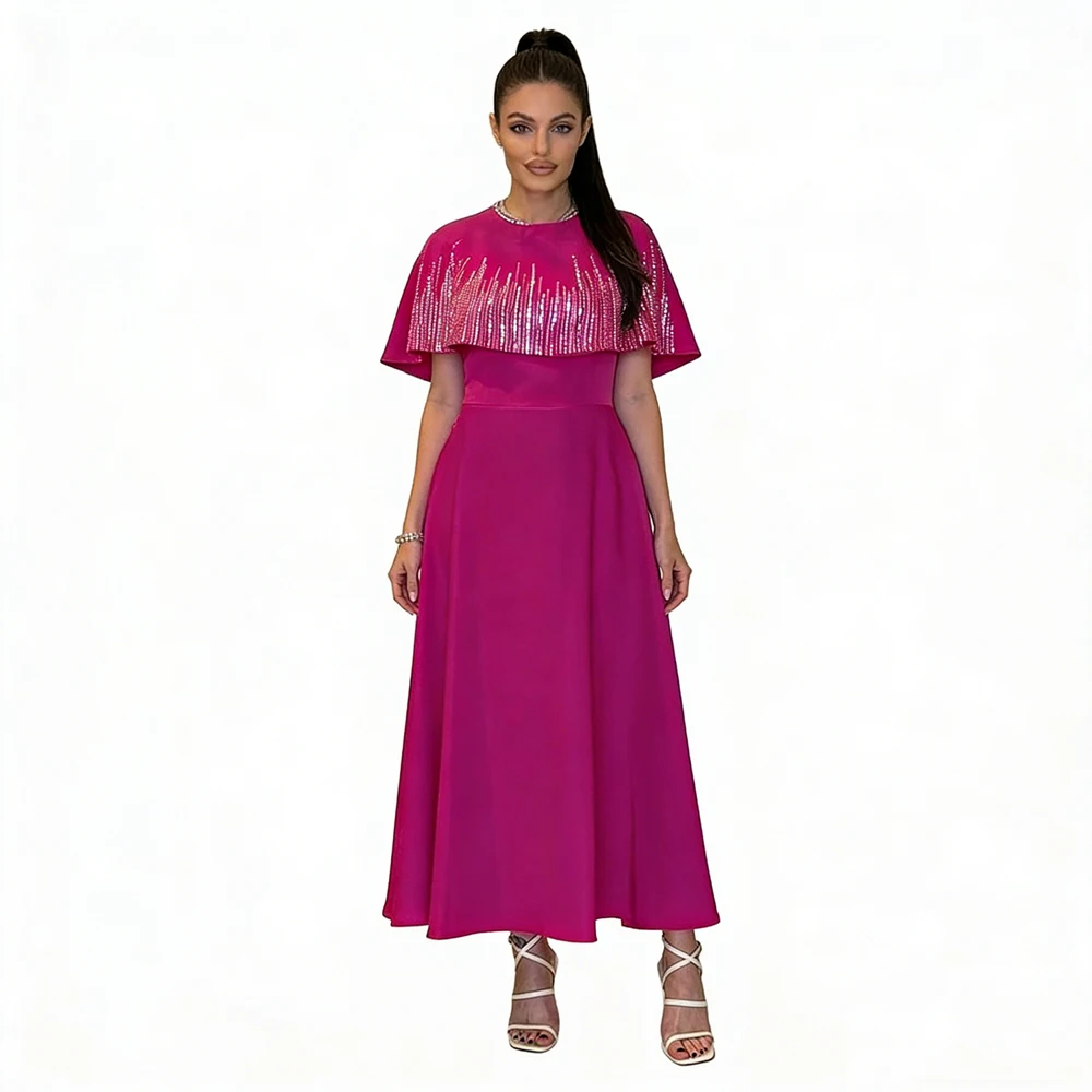 

Summer Diamonds Abayas Dresses for Fashion Women Dubai Abaya Turkey Kaftan Muslim Evening Party Dress Cape Cloak Sleeve Gown