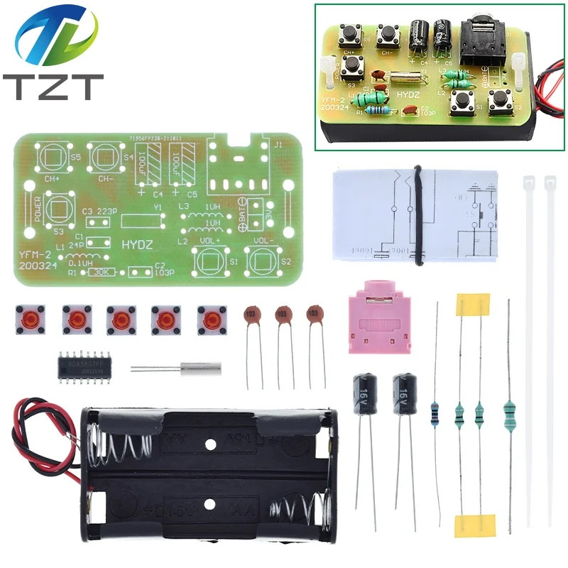 76-108MHz FM Stereo Radio DIY Kit Wireless FM Receiver Module Frequency Modulation Electronics Soldering Practice Project