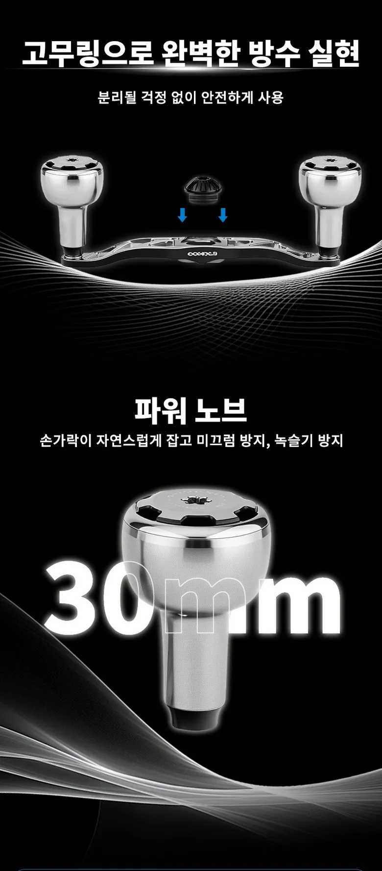 Gomexus Aluminium-Griff mit Aluminium-Knopf BDH-AS30 Ersatzteile für Baitcasting-Rollen Predator Power Fishing Tai Rubber – Detail 5