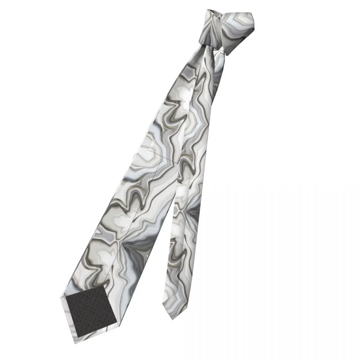 White And Grey Marble Men Women Necktie Silk Polyester 8 cm Wide Granite Wall Art Neck Ties for Shirt Accessories Cravat Office