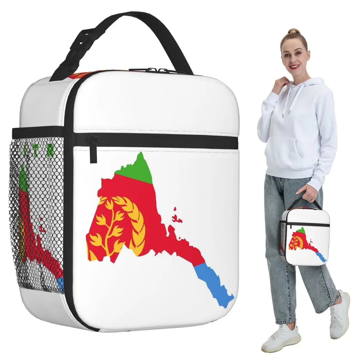 

Flag Of Eritrea Insulated Lunch Bag for Kids School Cooler Thermal Food Box Tote Leakproof Lunch Boxes Container