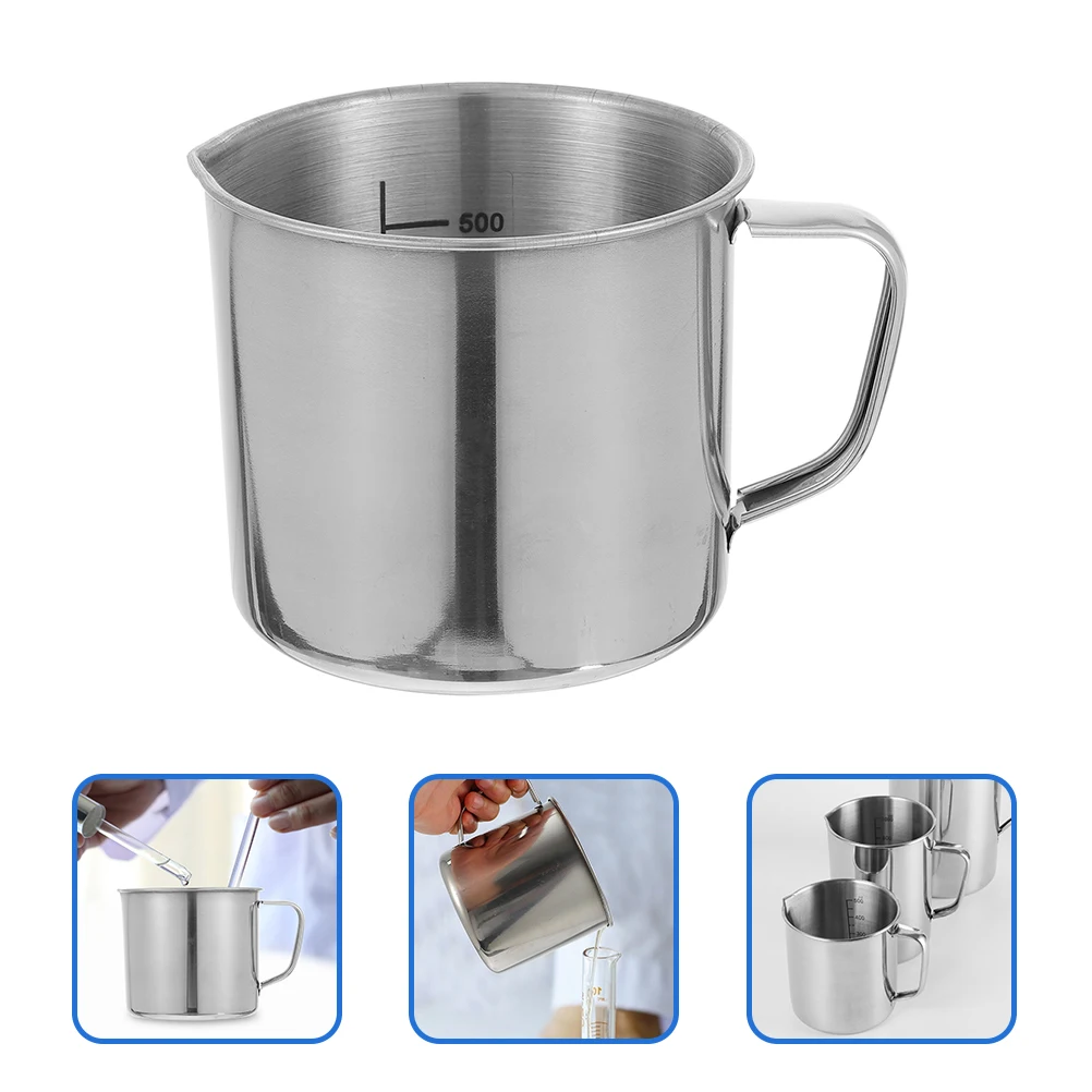 School Laboratory Measuring Cups 500/1000ML Stainless Steel Beaker Measuring Cup Laboratory Cup Chemistry Class Graduated Beaker