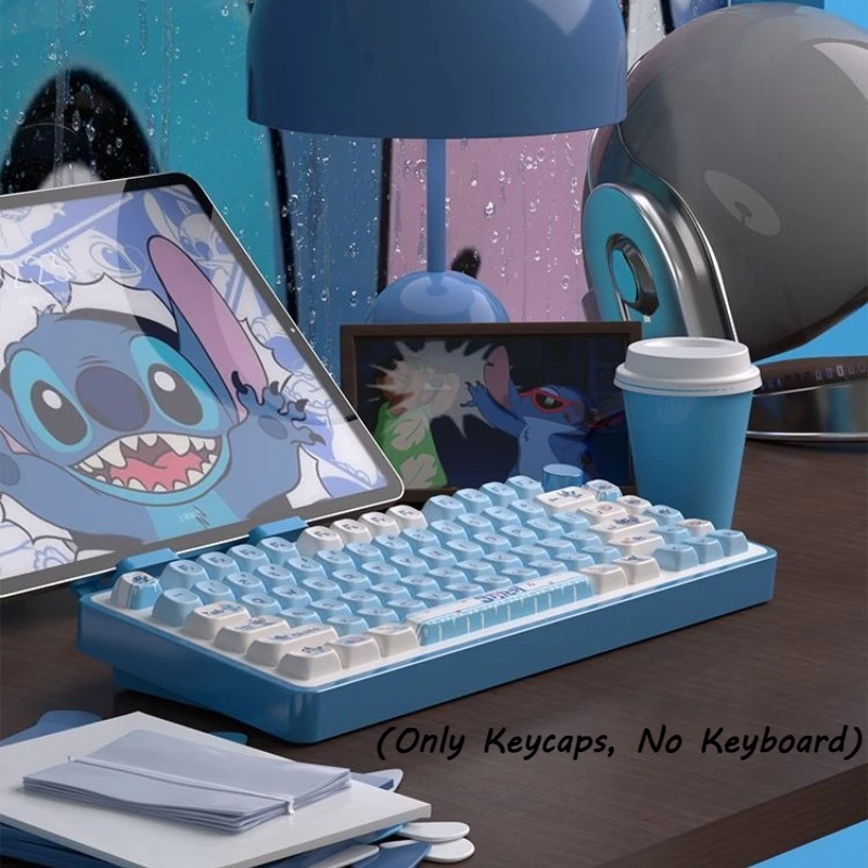 Stitch Keycap Set for Gaming Mechanical Keyboard Cartoon Anime PBT Material MOT Height Keycap Suitable for 98/104/108 Layout