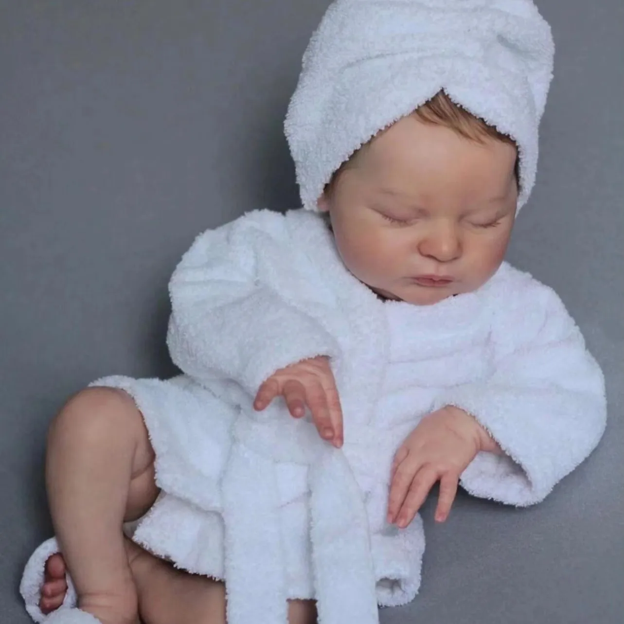 

Sleeping Cloth Body Reborn Doll Silicone 20 inch Lifelike Newborn Baby 3D Rooted Hair Cute Reborn Doll Children Birthday Toys