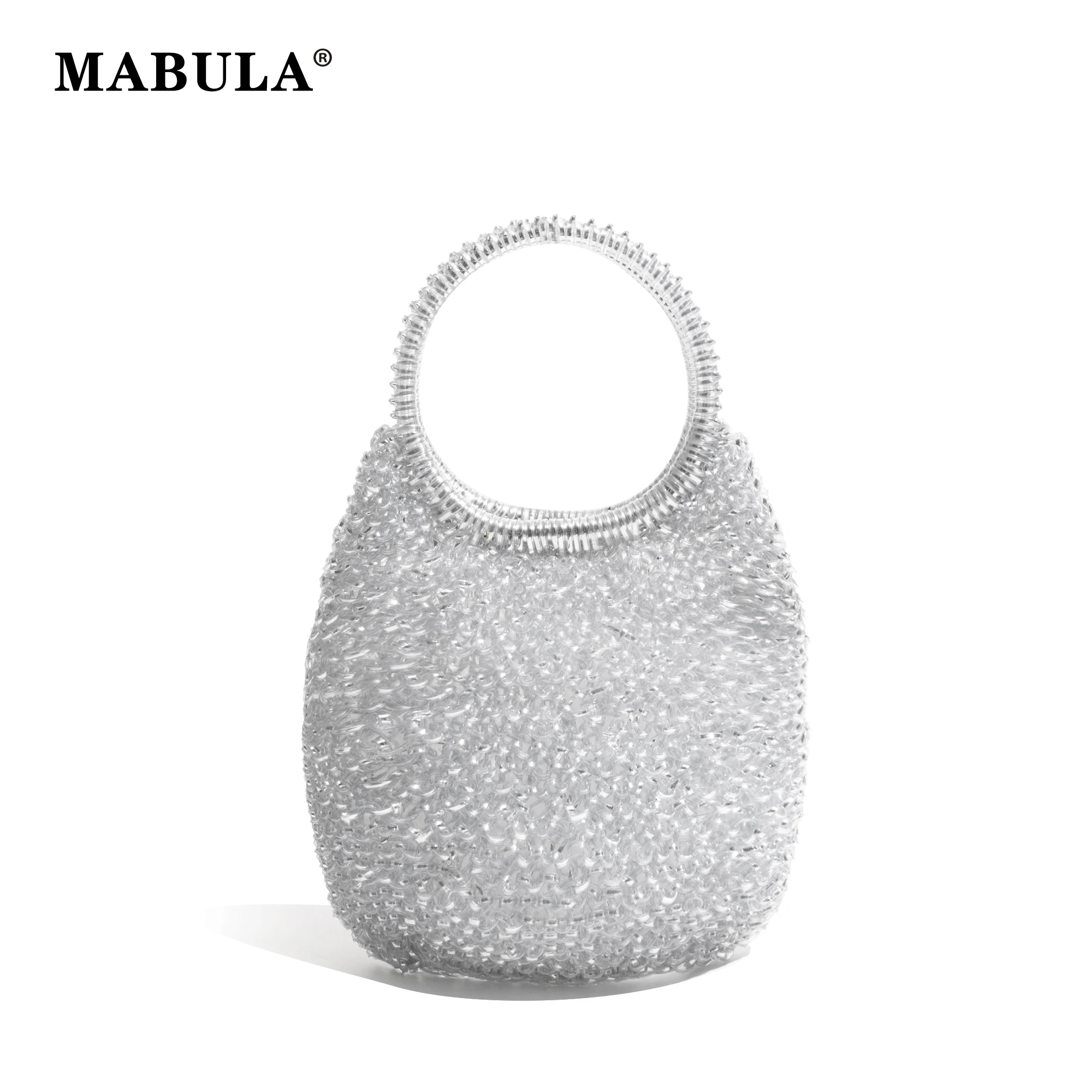 

MABULA PVC Handwoven Fashion Tote Handbag For Woman Luxury Design Stylish Female Top Handle Purse Simple Color Phone Satchel