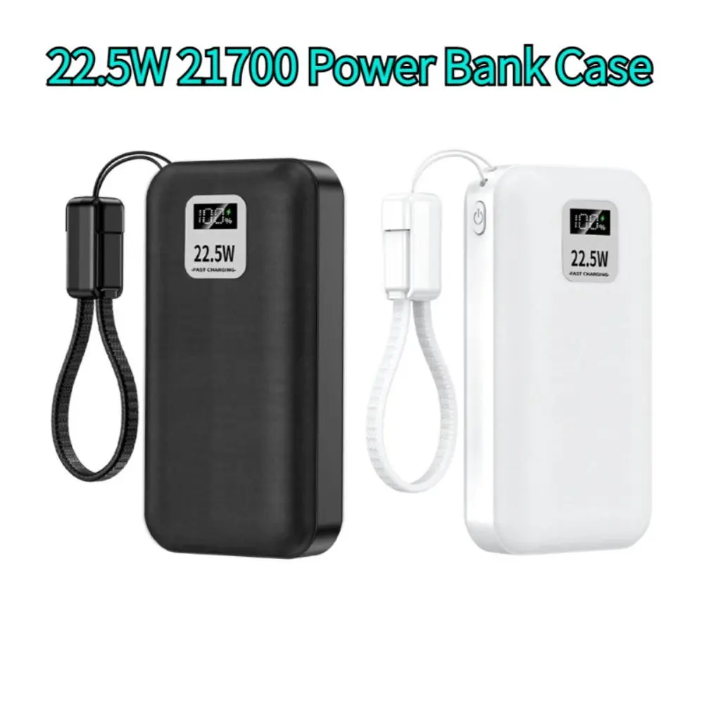 New For 2pcs 21700 Batteries Power Bank Case Detachable Empty Battery Housing Shell DIY Power Bank Kit (Batteries Not Included)