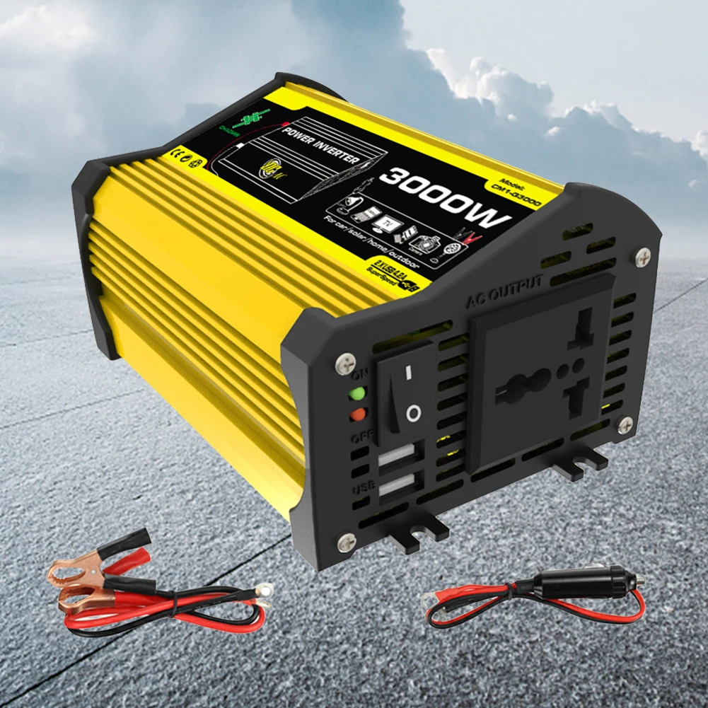 

3000W Intelligent Power Inverter DC 12V To AC 110/220V Dual USB Car Charger Converter Modified Sine Wave Portable Power Inverter