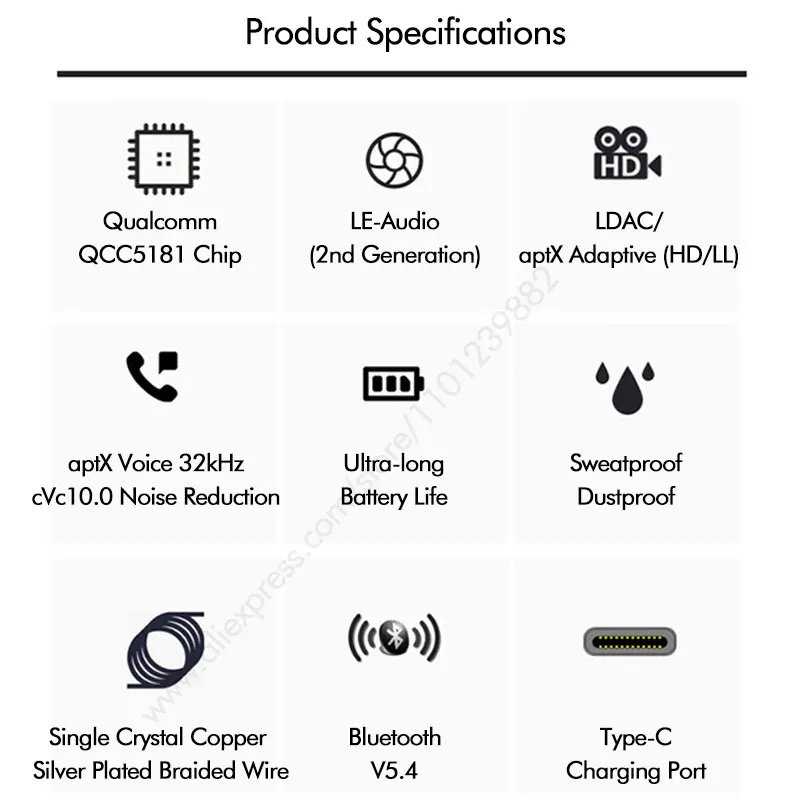 Imagem -03 - Adaptive Lossless Adaptador sem Fio Cabo de Atualização Ldac Bluetooth 5.4 Fone de Ouvido Mmcx Ie900 2pin Qcc5181 Qcc5181