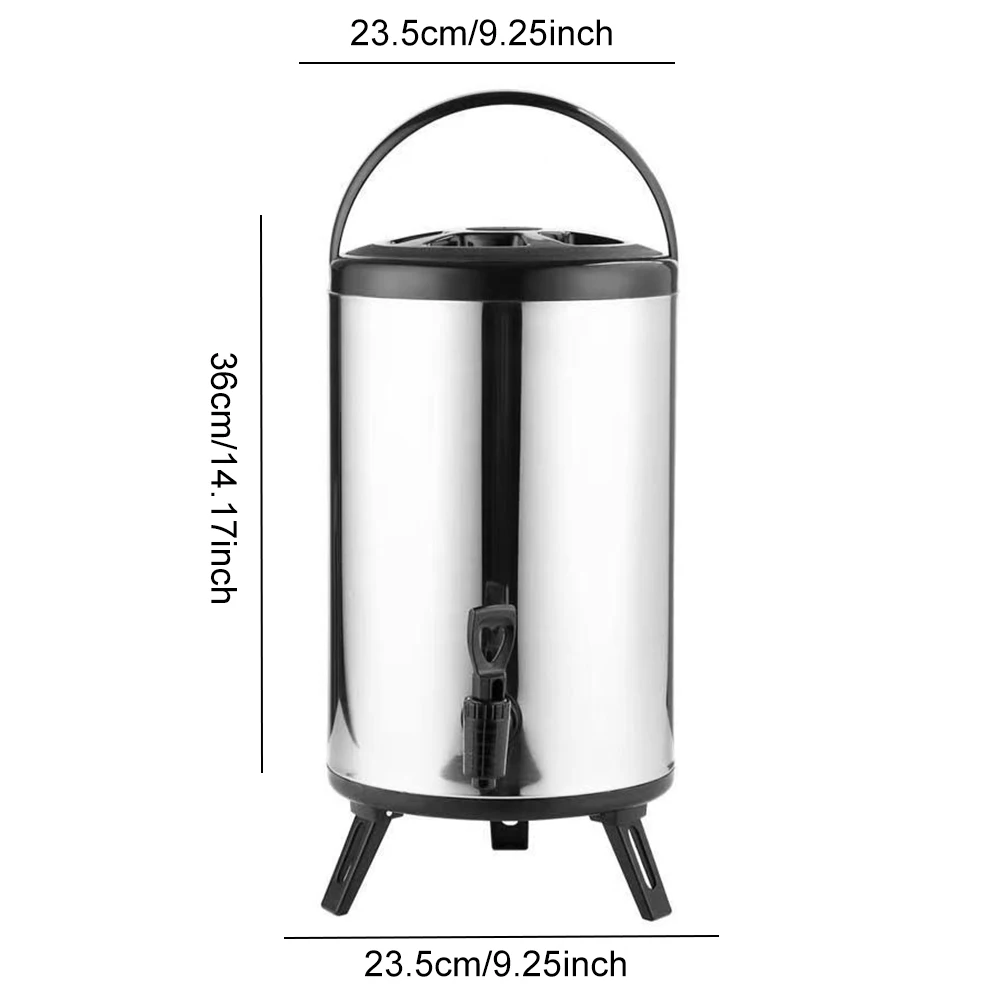Getränkespender aus Edelstahl, 6 l/8 l, mit Wasserhahn, Milchteefass, Getränkeeimer, heißer Kaffee, isoliertes Fass für heiße Getränke