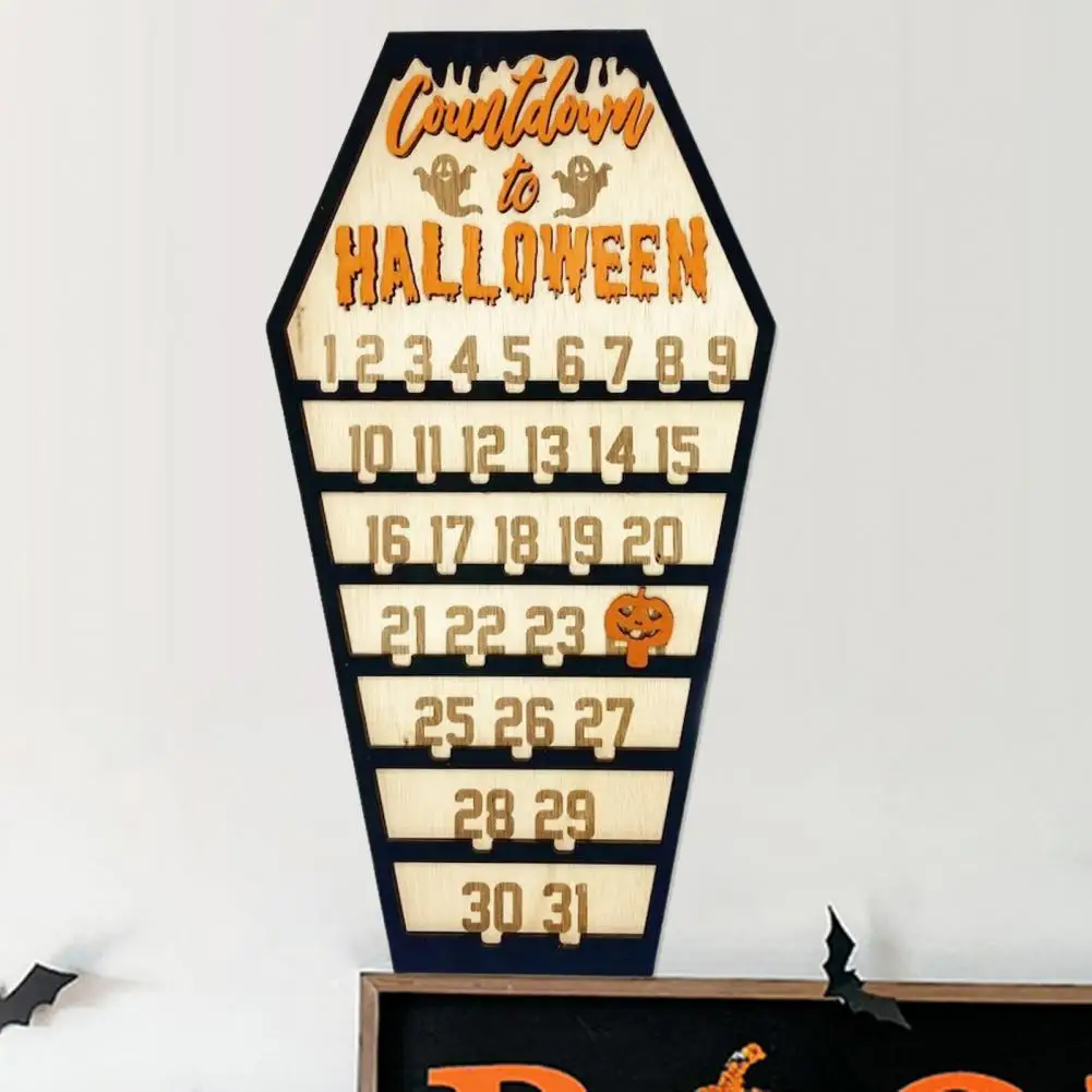 Halloween Advent Calendar Spooky Halloween Wooden Advent Calendars for Home Decor with Movable Pumpkin Blocks for Decor for Ages