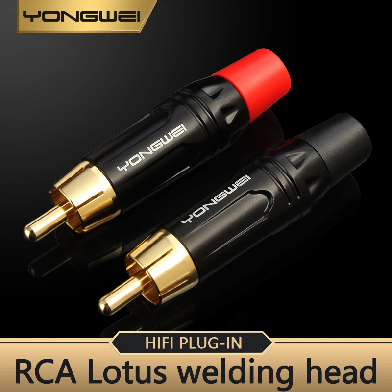 YONGWEI Pure copper gilding RCA Lotus conector,Suitable for AV television audio, power amplifier computer Welded plug