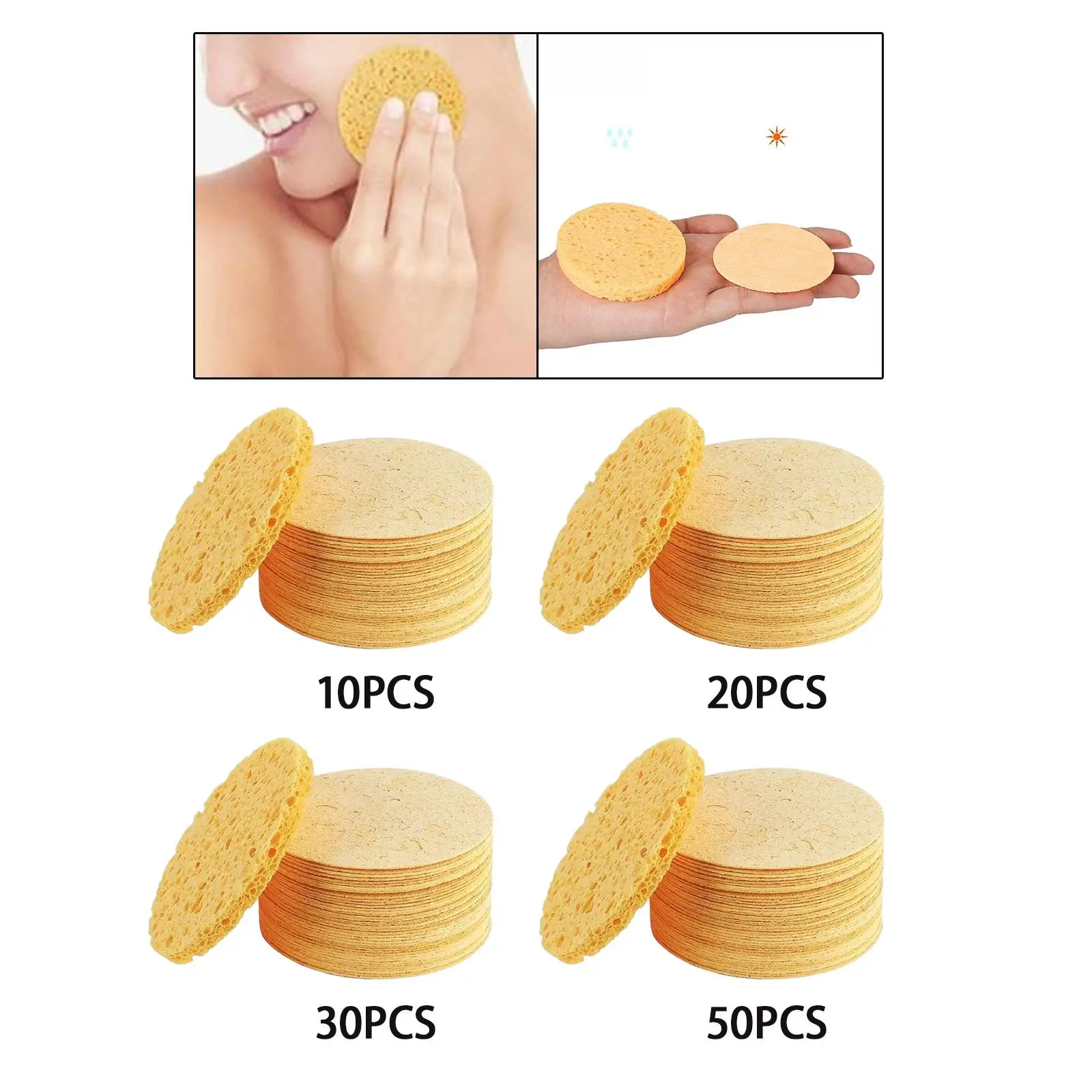 Compressed Natural Facial Sponges for Face Cleansing, Reusable Cosmetic Sponge, Used for Exfoliating and Makeup Removal