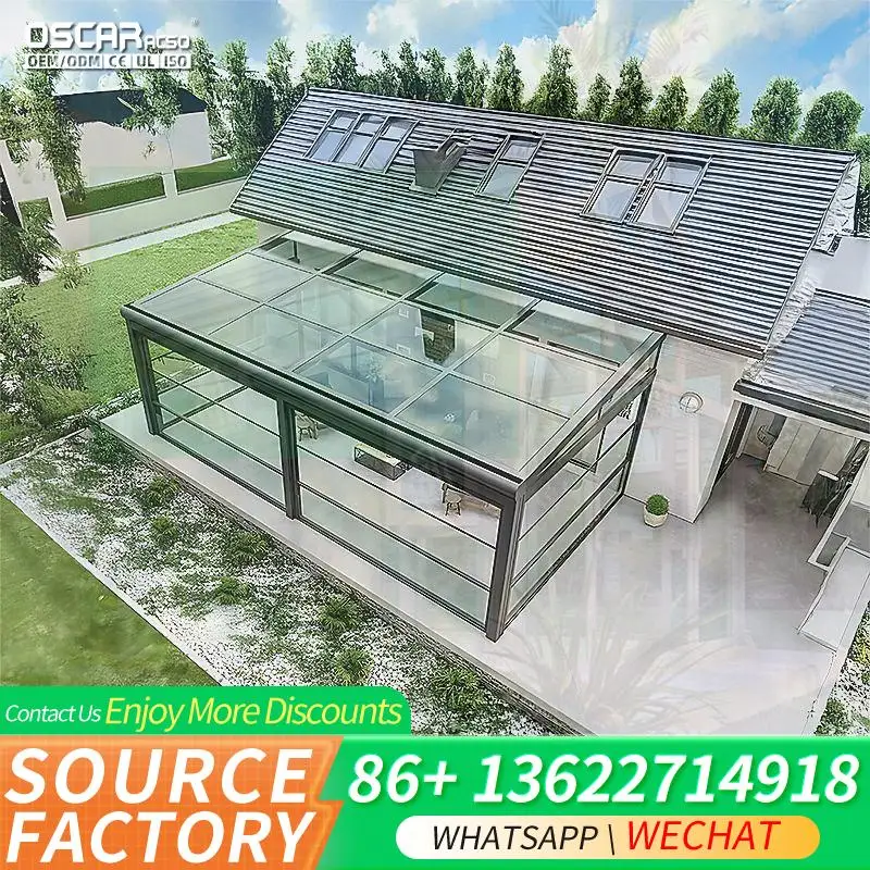 Wholesale Modern Double Hipped Sunroom with Triangle Roof Aluminium Glass Energy Saving Outdoor Indoor Backyard Greenhouse sunro