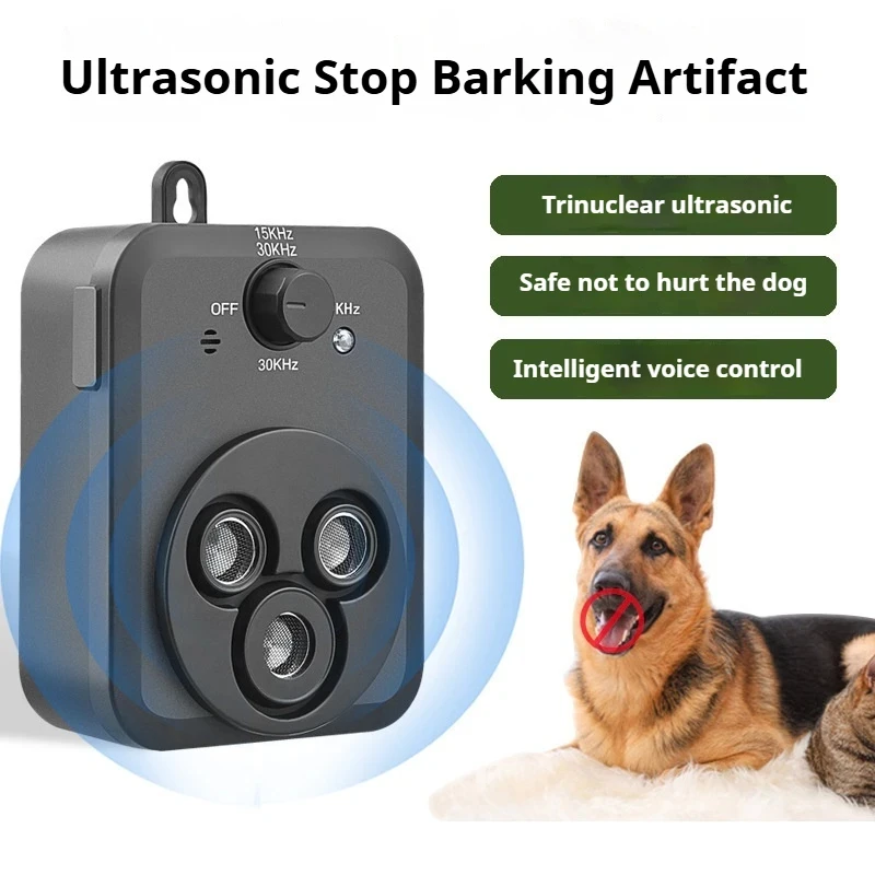 

Pet Supplies Anti Barking Device with 3 Ultrasonic Level Automatic Bark Stopper Dog Barking Deterrent Tool - 50ft Range