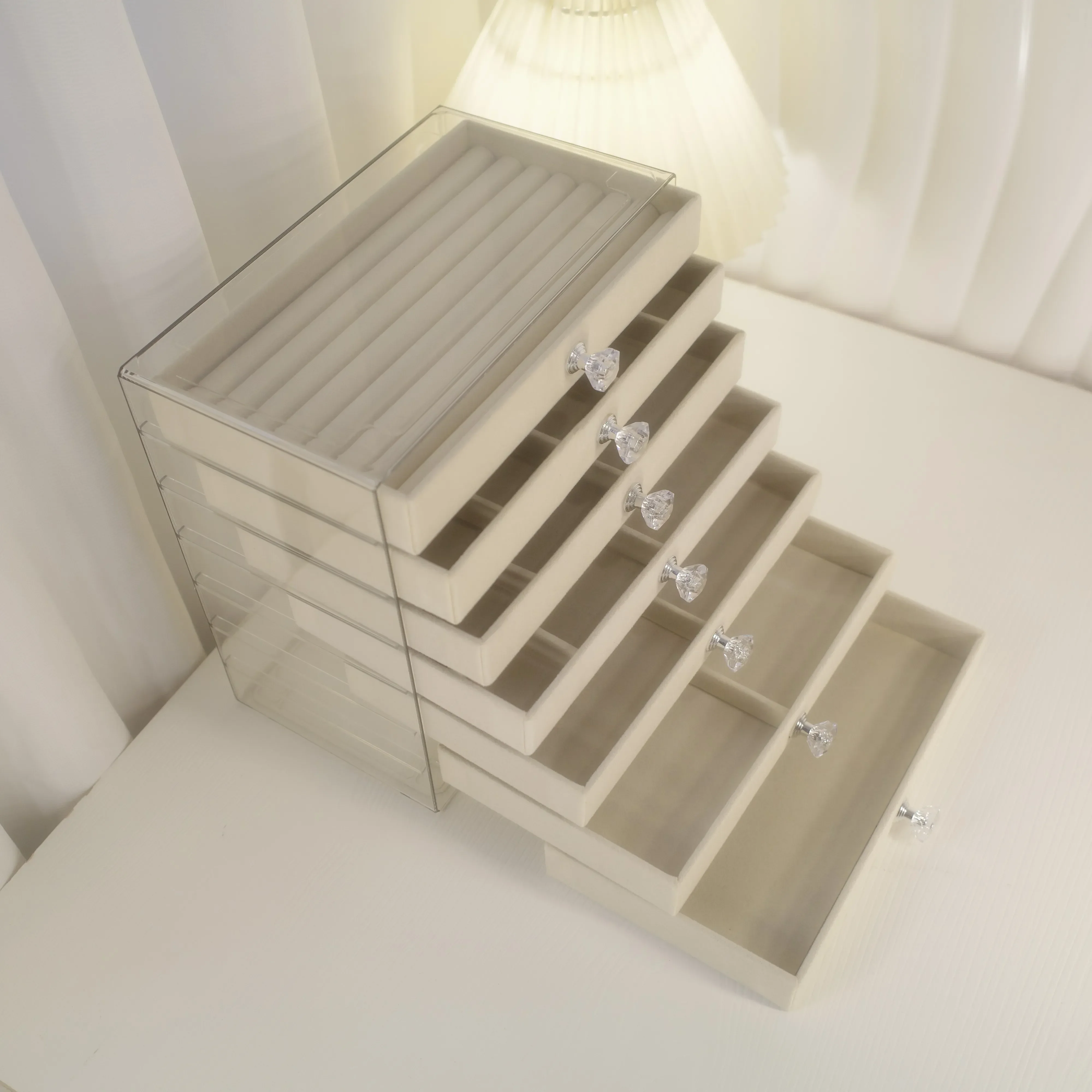 Роскошная изысканная 7-уровневая коробка для упаковки ювелирных изделий с антиокислительными свойствами для организации хранения ожерелья и сережек