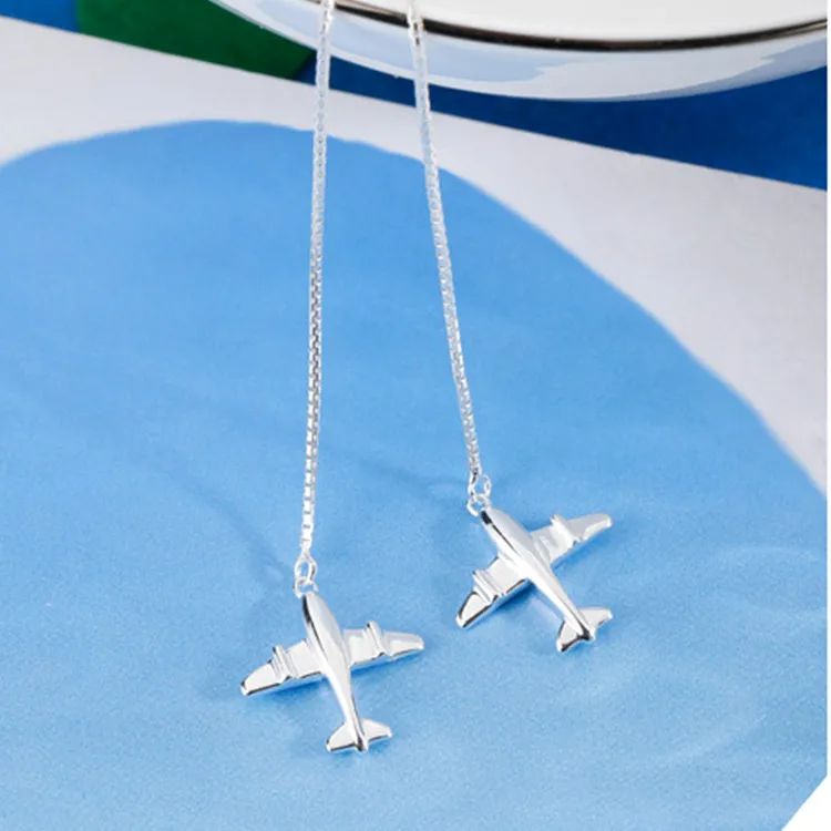 Neue Modische Persönliche Flugzeug-Ohrringe aus 925 Sterling Silber, Beliebter Süßer Schmuck als Geschenk für Frauen, Hängende Ohrringe E246