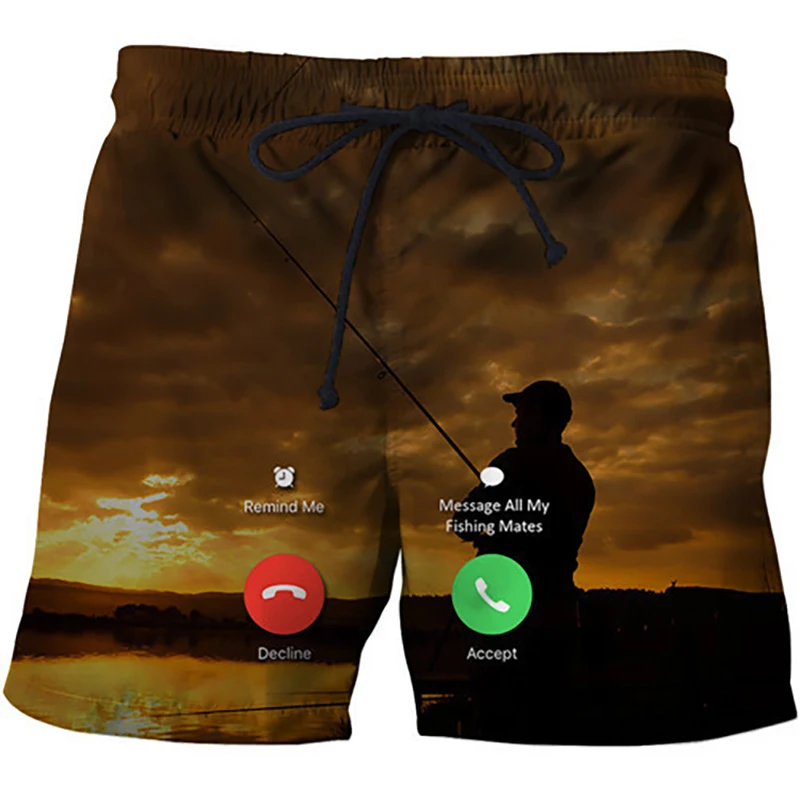 Fishing Graphics 3D Print Beach Shorts Summer Fashion New Men Women Oversized Surfing Board Shorts Swimwear Trunks Kids Clothing