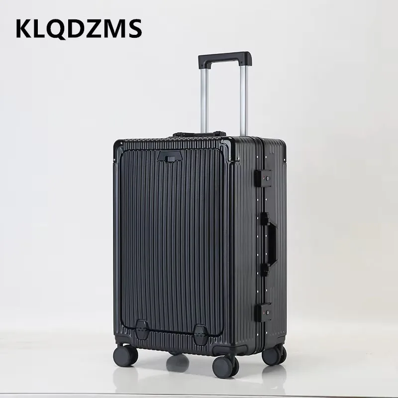 KLQDZMS-حقيبة متدحرجة بعجلات ، حقيبة ترولي بإطار من الألومنيوم ، ABS وصندوق الصعود للكمبيوتر الشخصي ، صندوق كلمة مرور 20 بوصة ، أمتعة 24 بوصة