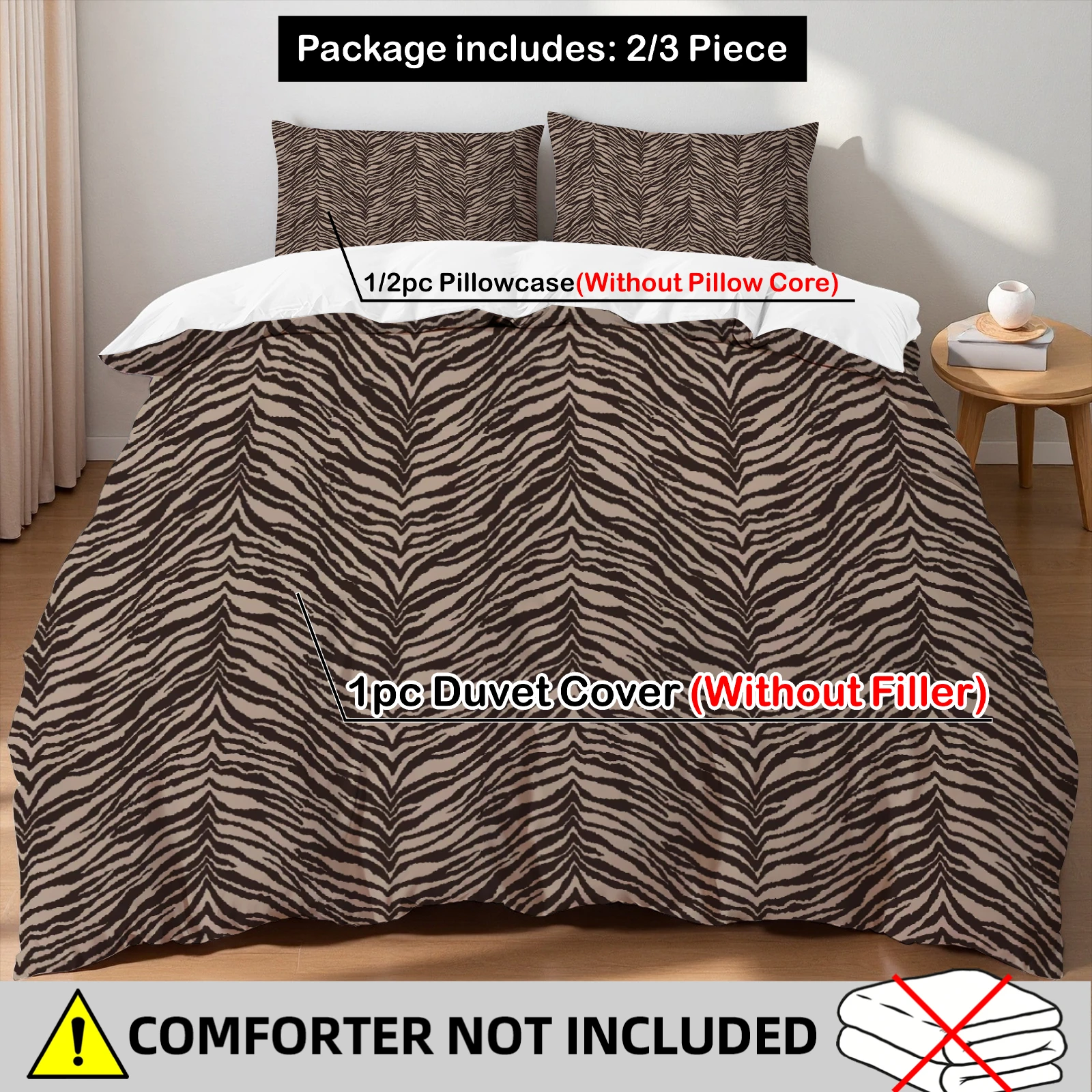 3PCS Duvet Cover Set Leopard Print Visual Art Printed Duvet Cover With 2 Pillowcases Single Twin Queen Size Bedding Set for Home