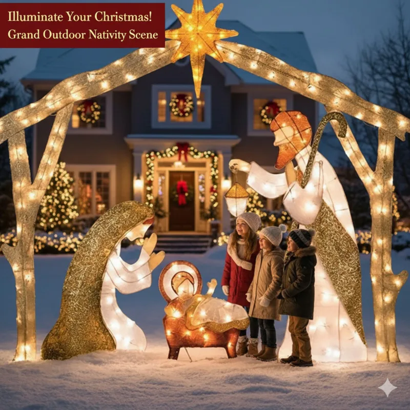 

Christmas Garden Nativity Scene Decoration Ornament Christmas Easter Creative Outdoor Indoor Display Figurine Holiday Home Decor