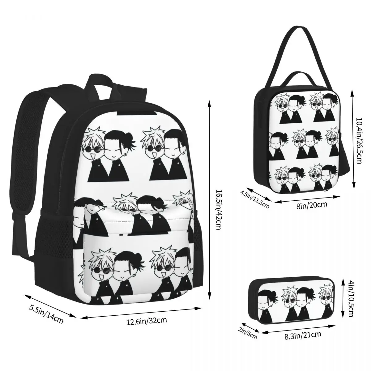 Gojo Satoru And Geto Suguru Backpacks Students Bookbag School Bags Rucksack Lunch Bag Pen Bag Three-Piece Set