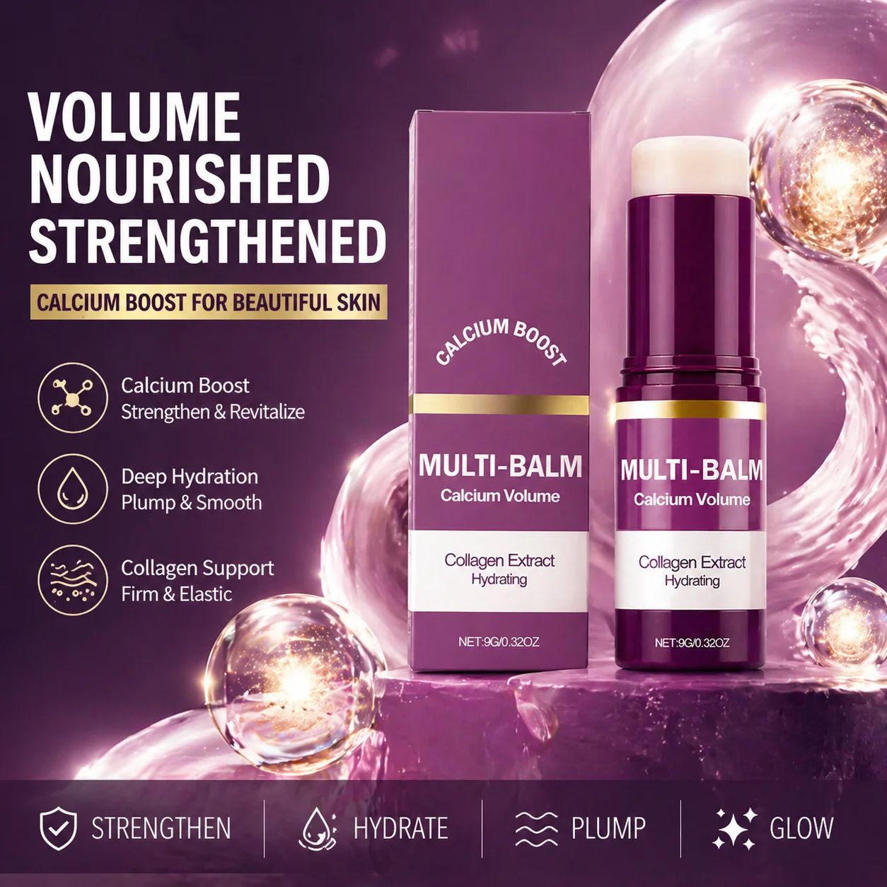 Calcium Boost Collagen Multi Balm Hydrating Moisturizing Stick for Lips Eyes Face Neck Portable Daily Skin Care Balm Stick image 4