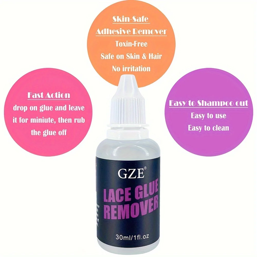 GZE LACE GLUE REMOVER - Professional Formula for Easily Removing Adhesive from Hair System, Lace Wigs, Toupees Without Residue