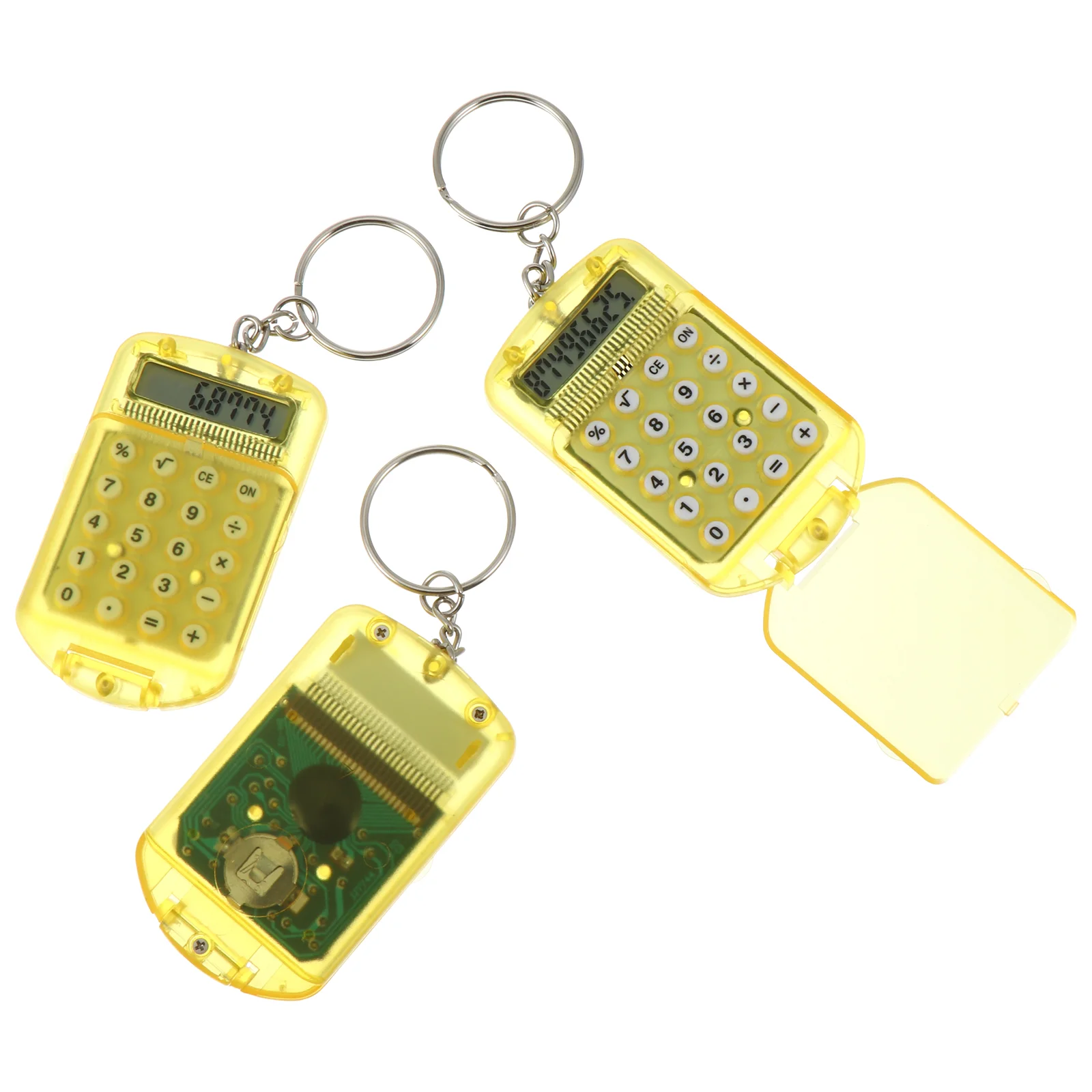 3 Pcs Keychain Calculator Ring Pocket Mini Electronic Tiny Keyring 8 Digits Keychains