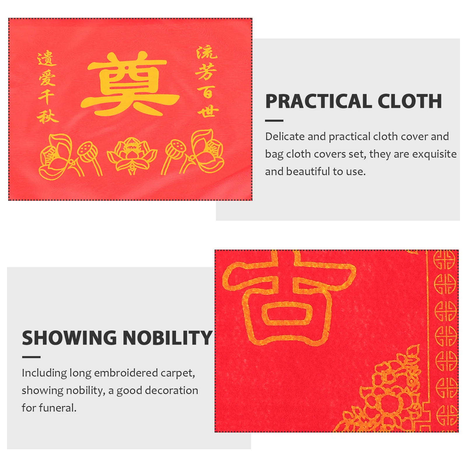 

1Set Funeral Supplies Bone Ash Urn Cloth Covers Set Large Capacity Ash Pouch Embroidered Carpet Suitable Funeral Use