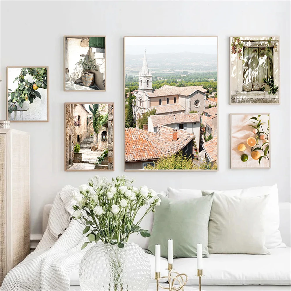 Spanish Italy Puglia Architecture Posters Canvas Painting Green Leaves Indoor Plants Wall Art Print Pictures Living Room Decor