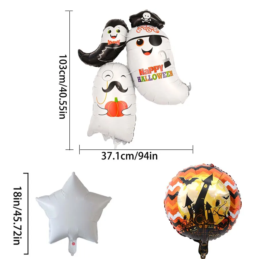 1 قطعة هالوين اليقطين القلعة الهيكل العظمي موضوع الدائمة الألومنيوم فيلم بالون شبح مهرجان الاحتفال الديكور لوازم الحفلات #3
