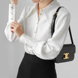 Commute Fashion Female Solid Color Turn-down Collar Shirt Women's Clothing New All-match Simplicity Long Sleeve Button Blouse