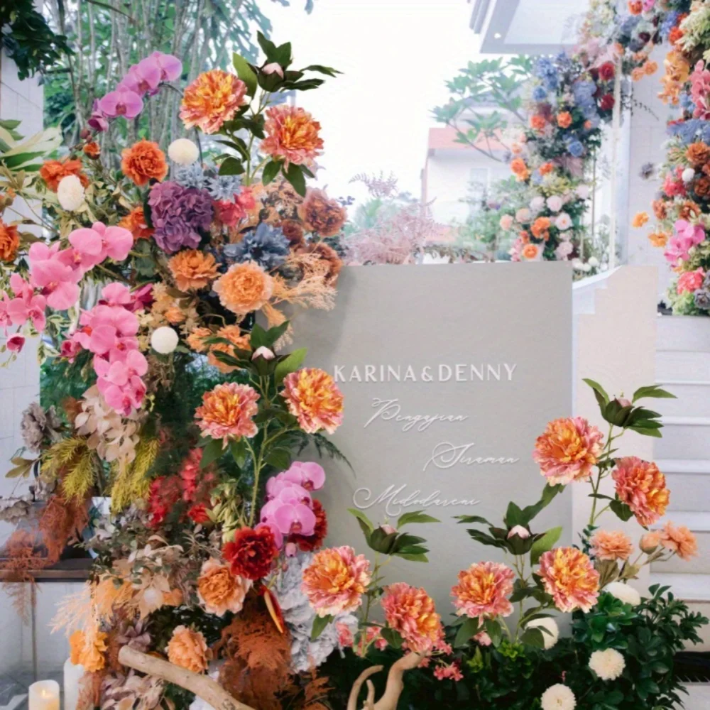 

4 Bouquets Long Stem Fake Peonies Silk Flowers for Tall Vase Faux Peonies Flowers for Wedding Table Centerpieces Baby Shower De